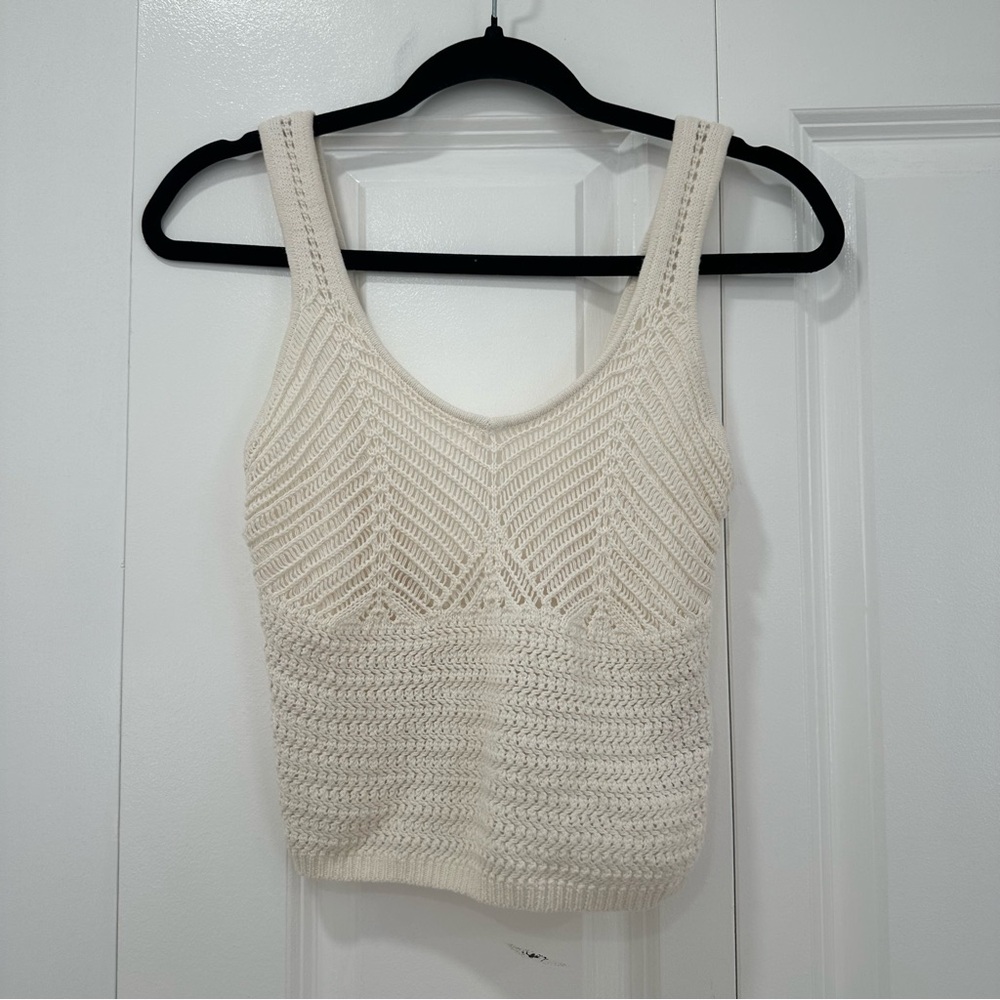 100% Cotton Crochet Cream Tank Top
